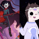 Art from Adventure Time: Distant Lands - Obsidian and a scene from Summer Camp Island.